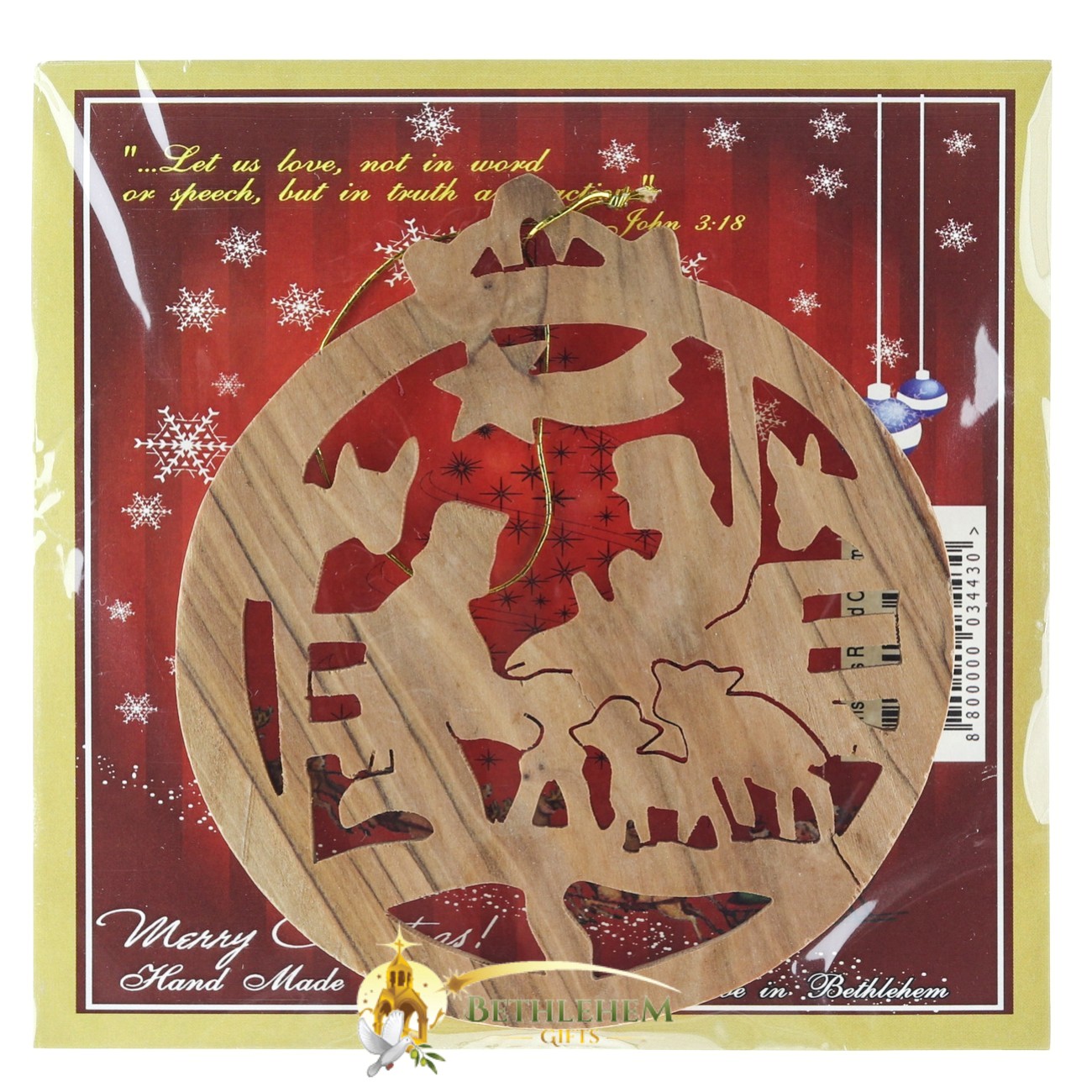 Handcrafted Olive Wood Christmas Ornament-09-a