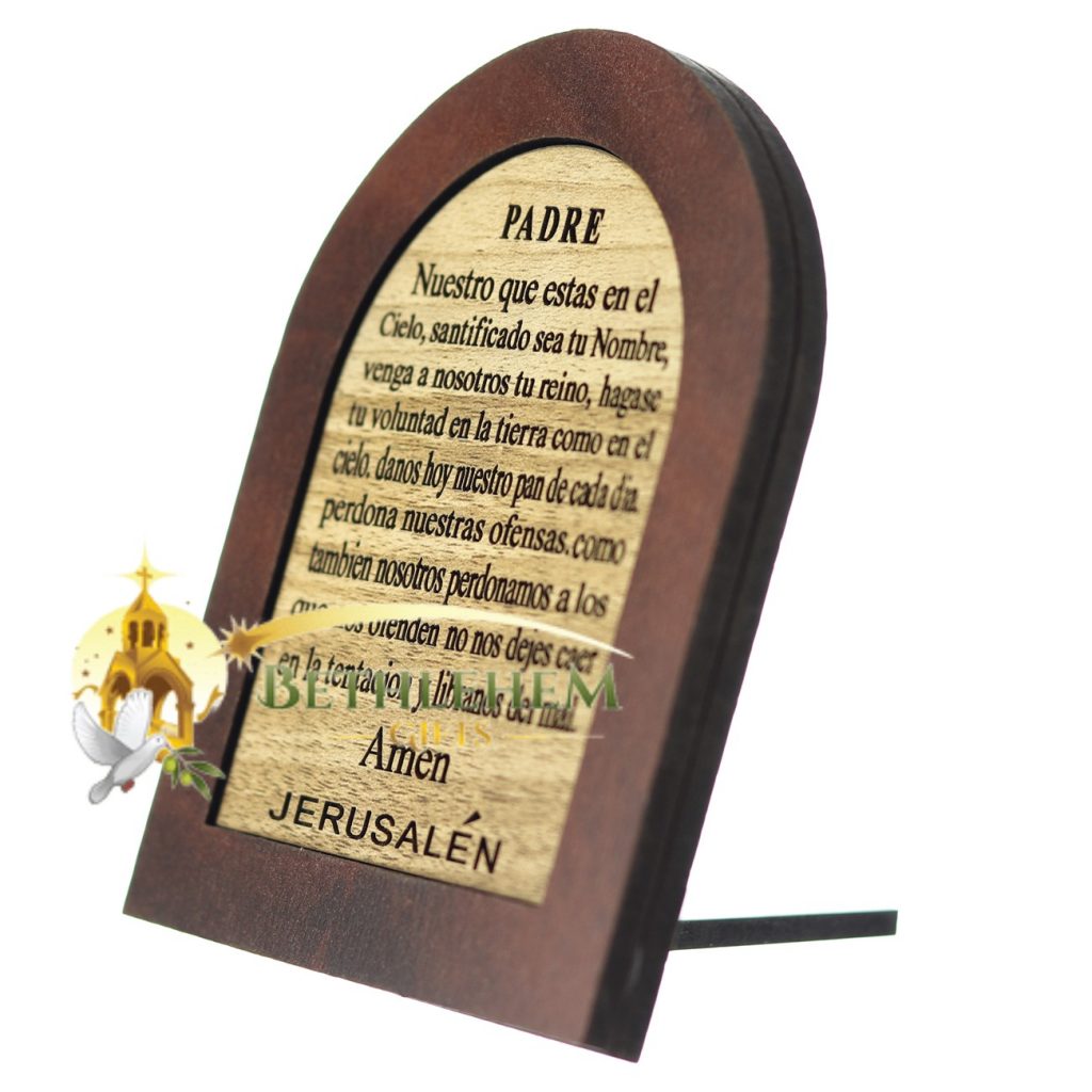 The Lord’s Prayer Olive Wood Mahogany Spanish-1