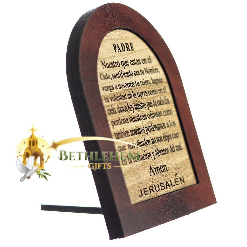 The Lord’s Prayer Olive Wood Mahogany Spanish-3