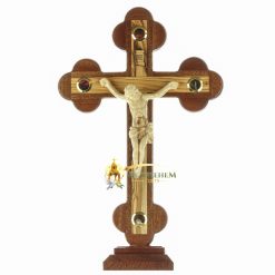 Olive Wood Mahogany Budded Crucifix Wooden Corpus Medium on Base